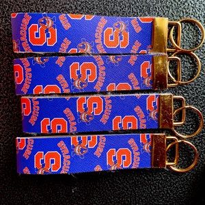 Faux leather keychains.